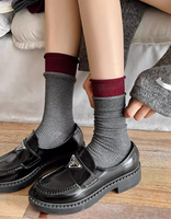 WUYANG FACTORY Tie Knot Pile Chaussettes Printemps et Hiver College Style Mi-mollet Coton Chaussettes Filles Bas Roulés