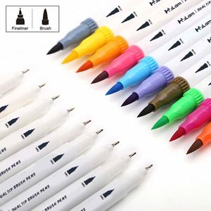 Stylo marqueur double pointe pour dessin artistique, peinture DIY, pointe fine et pinceau doux, aquarelle - Product Image 1