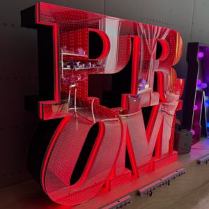 Huruf LED Marquee 3D Infinity Layer 4FT Warna-Warni dengan Tepi Cermin, Latar Belakang <span class=keywords><strong>Prom</strong></span>, Huruf Besar Bercahaya untuk Dekorasi Pesta dan Acara - Product Image 3