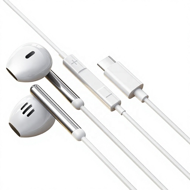 MIC + VOLUME Plug & Play Mobile Phone Headset Headphone Type USB C Wired Earbuds Earphones