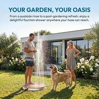 Douche de jardin KANGRUN WPC avec roue à pied, hauteur de fontaine jusqu'à 4 m, antidérapante, résistante aux intempéries, au gel et aux UV