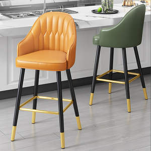 Chaises de <span class=keywords><strong>Bar</strong></span> de luxe pour Restaurant, mobilier de cuisine nordique, bon marché, comptoir haut en métal moderne, tabouret de <span class=keywords><strong>Bar</strong></span> en velours avec dossier - Product Image 1