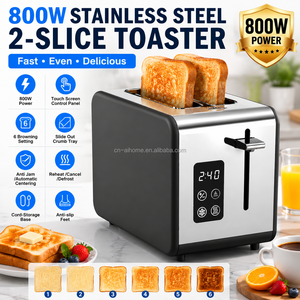 <span class=keywords><strong>Grille</strong></span>-<span class=keywords><strong>pain</strong></span> électrique domestique 800W, puissant, avec écran tactile numérique, fonctions multiples, 2 fentes, en acier inoxydable - Product Image 2