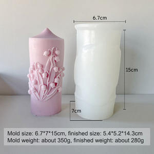 Early Riser sculpté cylindrique bougie parfumée Silicone moule en relief fleur <span class=keywords><strong>colonne</strong></span> bougie Silicone moule bougie décorative - Product Image 6