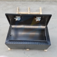 Boîte à outils en maille d'aluminium noir durable personnalisée, grande capacité, boîte à outils en métal pour camions