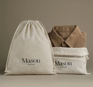 Biodegradable Recyclable Bamboo Linen Drawstring <b>Bag</b> Custom Logo Custom Color Jewelry Skincare Apparel Gift Packaging Eco - Product Image 5