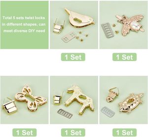 PH Pandahall Ensembles de fermoirs rotatifs pour sacs, en alliage, couleur or clair, motifs Tortoise, Papillon, Cheval, Oiseau - Product Image 4