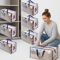 Sacs de rangement pliables extra-larges en polypropylène robustes avec fermetures éclair et poignées de transport - Réutilisables pour le voyage et le camping (Sacs Bohèmes)