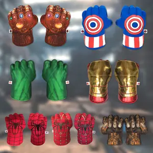 Sarung tangan tinju karakter Cosplay Avenger sarung tangan tinju Hulks Spiderman Iron People Grey Thanos Giant Fist mewah ventilasi sarung tangan untuk anak-anak