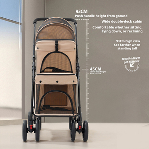 <span class=keywords><strong>Poussette</strong></span> pliable pour animaux de compagnie à double couche, tissu Oxford, cadre en métal. 4 <span class=keywords><strong>roues</strong></span>, double freinage. Grande capacité, durable, pour chats et chiens. - Product Image 3