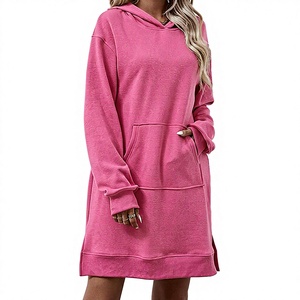 Novedad Otoño/Invierno 2026 Europeo-Americano: Sudadera Larga con Capucha para Mujer, Color Liso, Casual, Transpirable, Forrada, con Cordón Ajustable y Emblema de Cristal - Product Image 2
