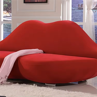 Nouveau moderne beauté Spa Salon salle d'attente meubles rose rouge lèvre forme ongles chaise attente canapé Carton microfibre tissu