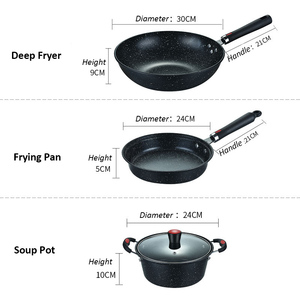 Conjunto de Utensílios de Cozinha Modernos em Alumínio com Revestimento de Granito, Antiaderente, com Tampas de Vidro Transparente, Pronto para Indução, Ecológico - Product Image 5