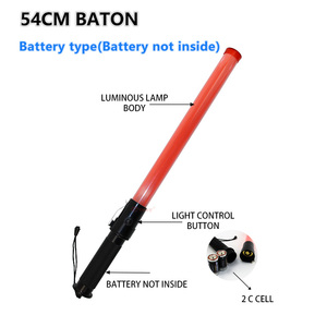 Bastón de Tráfico de Plástico de 54 cm, Luz de Advertencia LED Intermitente, Alimentado por Batería, para Seguridad, Tubo Fino, Tipo Regular - Product Image 3