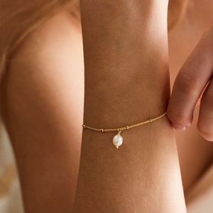 Trengy Anti Tarnish Fine <b>Chain</b> Link Luxury Ladies' Stainless Steel Dainty <b>Chain</b> Pearl Bracelet for Women - Product Image 4
