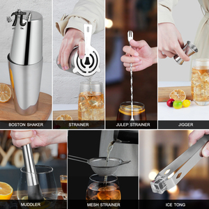 Xách tay tái sử dụng thép không gỉ 750ml 15-Piece Cocktail Shaker đặt thanh công cụ Mixer với trộn muỗng bartender <span class=keywords><strong>Kit</strong></span> - Product Image 5