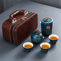Ensemble de tasses à thé chinoises de luxe, portable, en porcelaine, vaisselle, ensemble de théière chinoise Kung Fu avec sac cadeau