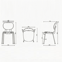 Chaises de salle à manger empilables avec dossiers, disponibles en plusieurs couleurs et avec des cadres en acier, idéales pour les restaurants et les bureaux.