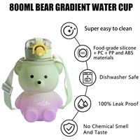 2024 Portable 800ml été grande capacité ours dégradé mignon bouteille d'eau filles en plastique tasse gourdes enfants en plastique bouteille d'eau