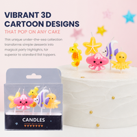 Bougies d'anniversaire en gros sur le thème de la vie marine, 5 pièces, bougies décoratives pour gâteaux en forme d'animaux marins, OEM disponible pour les fournitures de fête pour enfants