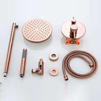 Ensemble de robinet de douche à effet pluie de luxe de 8 pouces Ensemble de mitigeurs de douche muraux Combo en or rose
