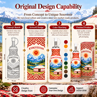 Bouteille d'huile d'olive en céramique souvenir du Kirghizistan, distributeur d'huile à motif ethnique kirghize avec design de repère asiatique pour boutique de souvenirs