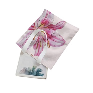 Custom Logo Floral Pattern Canvas Shoulder <b>Tote</b> <b>Bag</b> for Women <b>Summer</b> Beach Travel Daily Shopping Wedding Gift - Product Image 3