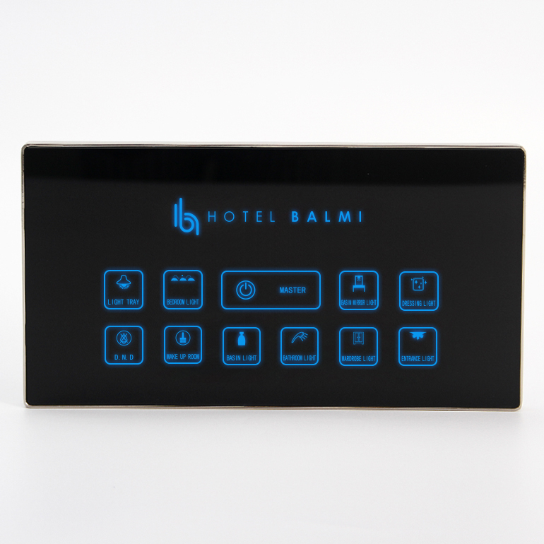 Personalizado múltiples botón táctil interruptor hotel integrado habitación sistema de automatización con nombre del hotel