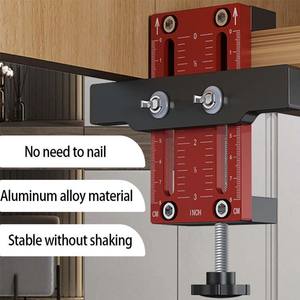 Outil multifonctionnel d'installation de porte d'armoire en aluminium Guide de perçage des chevilles Localisateur pour outil auxiliaire d'installation de bricolage - Product Image 4