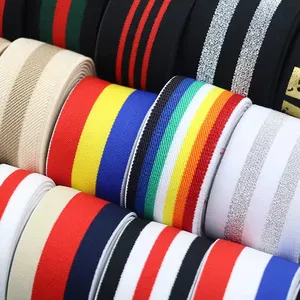 Gestrickter Regenbogen-Gummiband im Freien Hochela tischer Latex-Seiden twill Inter color Kleidung Schuhe Hut Tasche Gestreiftes elastisches Gurtband