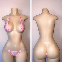 Service OEM Matière Nylon Haut de Bikini à Diamants pour Femmes, Tenue de Danse Exotique Sexy avec Strass AB Blanc pour Performeurs