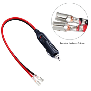 <b>Car</b> Battery Charger Copper Conductor 10A Fuse 6ft Wire Fast Charging Male Terminal 12-24V Cigarette Lighter Plug Socket Open End - Product Image 2