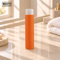 Bouteille de savon liquide mince de 400 ml avec bouchon blanc, bouteilles en plastique PE mat orange, emballage personnalisé pour soins personnels, sérigraphie, MOQ 10000