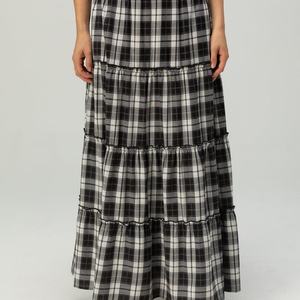 กระโปรงแม็กซี่ลายสก็อตแบบใหม่ ดีไซน์พิเศษสำหรับฤดูร้อน แต่งระบาย สำหรับผู้หญิง ขายส่ง - Product Image 1