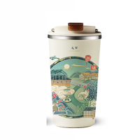 Tasse à café en céramique de 400ml avec paroi intérieure isolée Gobelet en acier inoxydable étanche à la chaleur et au froid Tasse de 400ml