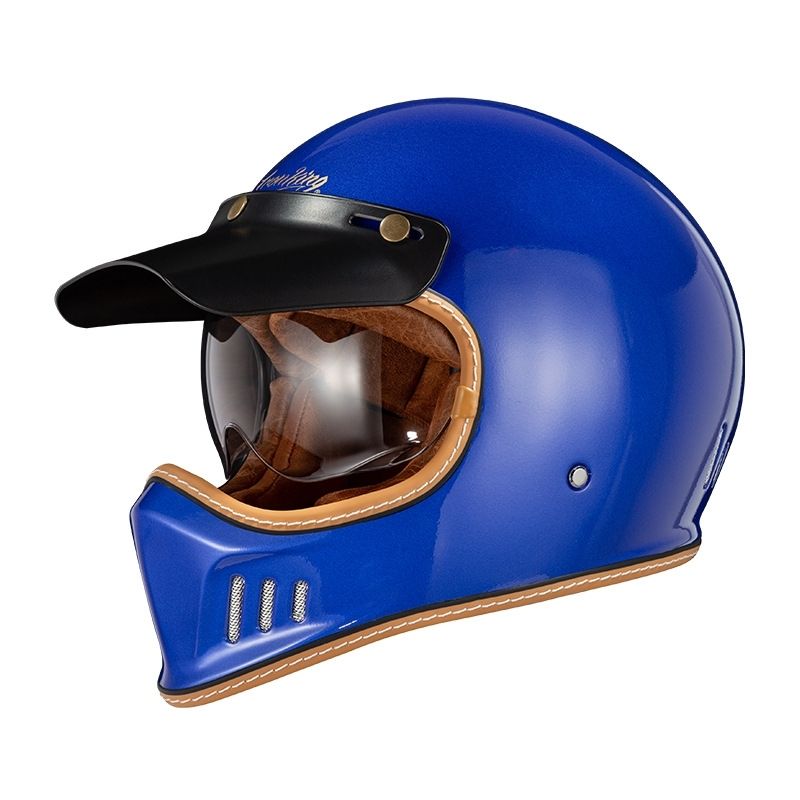 Metallic Blue Helmet with Transparent Visor