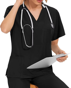 Scrubs Set for Women <b>Stand</b>-Up Collar Zipper Top with Four Pockets Stretchy Yoga Pants Medical Care <b>Work</b> Uniform Beauty Salon - Product Image 5