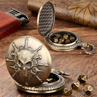 Jeu de dés polyédriques RPG en métal portable de 7 pièces (D20) dans une boîte de montre de poche pour cadeaux de fête gamer et cadeaux de jeu