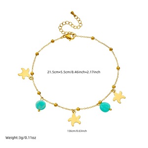 Chevillère minimaliste étoile de mer en acier inoxydable plaqué or avec perle d'amazonite ronde et petit pendentif étoile de mer pour femme, idéale pour la plage - Product Image 5