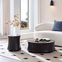 Table basse ronde contemporaine en bois noir pour hôtel et salon