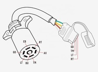 Universeller Wasserdichter 7-Wege-Rundstecker auf 4-Wege-Flachstecker Adapter Anhänger-Kabelbaum Stromversorgung Verlängerungskabel für LKWs Wohnmobile Pickups
