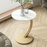 Table basse, table d'appoint de canapé, mini table artistique mobile en dalle de roche, mobilier de luxe léger pour salon et balcon