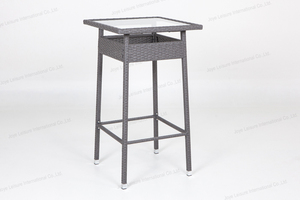 Leisure 3pcs Modern Steel Frame Rattan Outdoor Dining Furniture Patio <b>Bar</b> Set With <b>Table</b> and Chairs for Park & Courtyard - Product Image 6