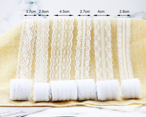 ริบบิ้นลูกไม้สีขาววินเทจสีเบจ,ริบบิ้นลูกไม้สำหรับเย็บห่อของขวัญ DIY - Product Image 1