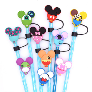Tapa de silicona personalizada al por mayor con diseño de dibujos animados, cubierta antipolvo reutilizable para pajitas, adecuada para accesorios de bar. - Product Image 1