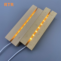 Tableau d'affichage lumineux LED en acrylique transparent avec base en bois, veilleuse LED 3D, décoration d'intérieur chaleureuse, lampe de chambre