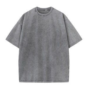 Coton lourd 230g hommes rétro à <span class=keywords><strong>manches</strong></span> courtes T-Shirt haute qualité col rond impression numérique conception vierge soufflé longue culture pour hommes - Product Image 3