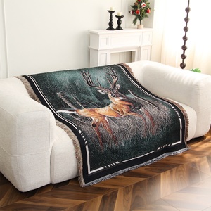 Manta Decorativa con Diseño <span class=keywords><strong>de</strong></span> Ciervo en Jacquard, Tamaños Personalizables, Ecológica, <span class=keywords><strong>de</strong></span> Poliéster/Algodón, Estilo Europeo-Americano, Certificación SGS Four - Product Image 2