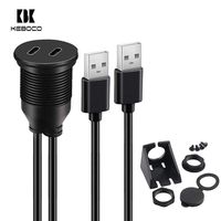 Cable de panel negro con doble puerto USB 3.0 macho y doble USB-C hembra trenzado para montaje en panel, para escáner de código de barras de computadora
