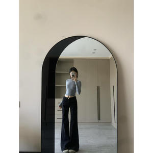 กางเกงยีนส์ขาบานเอวสูงสีดำของผู้หญิง2025กางเกงอินเทรนด์ระบายอากาศได้ดีสำหรับฤดูใบไม้ผลิฤดูใบไม้ร่วงฤดูหนาว - Product Image 1